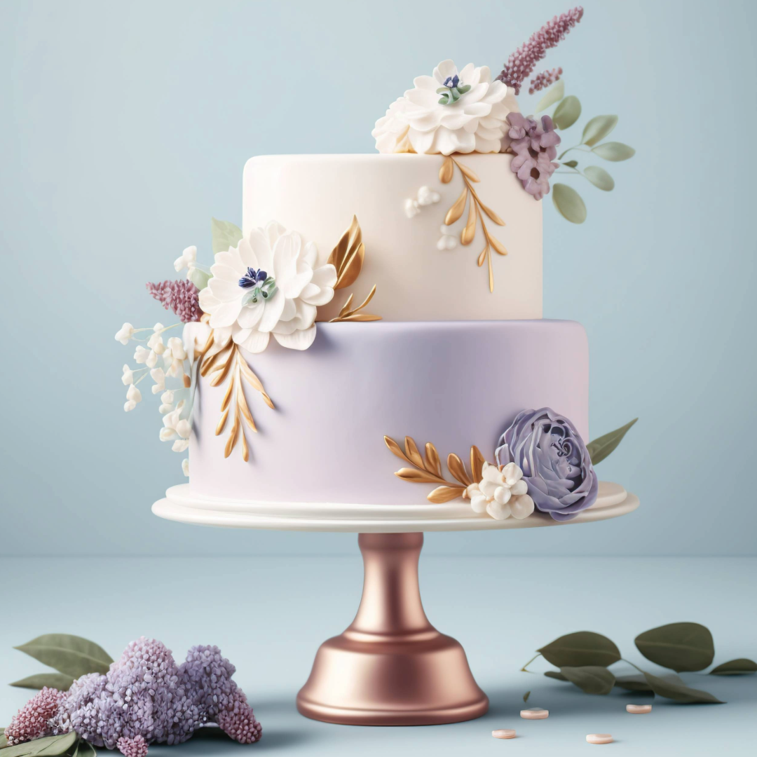 two tier cake with flower decoration 