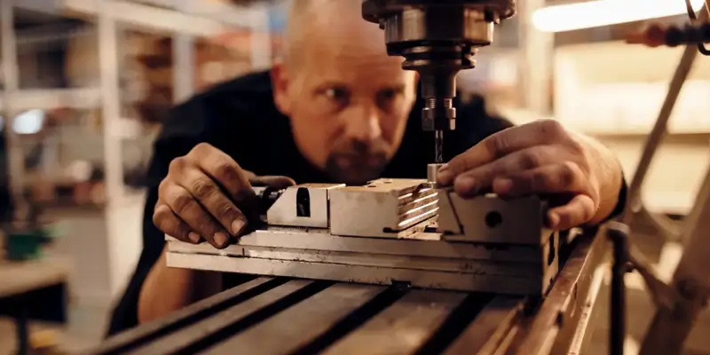 Man using a drill press