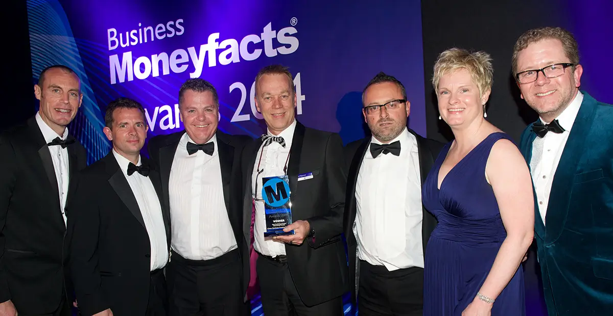 Close Brothers team winning at the Business Moneyfacts Awards 2014